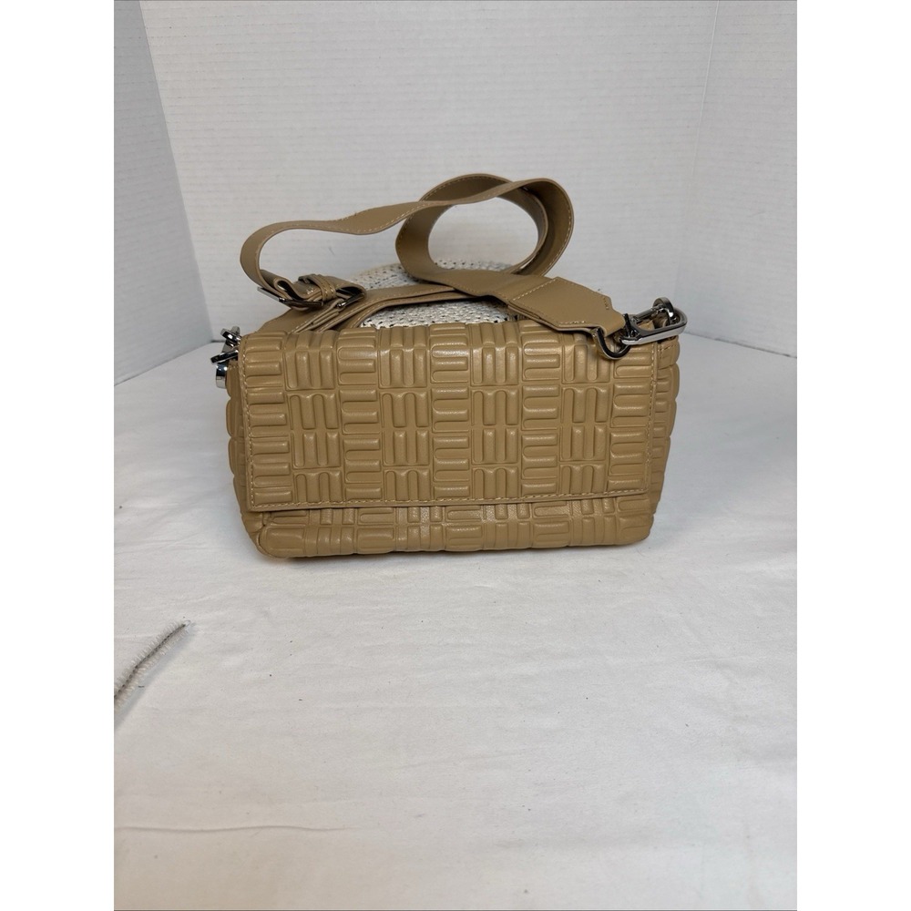 MNG Faux Leather Purse Hand Bag Tan Color Adj Crossbody Bag.10X5X2.25 Inches.